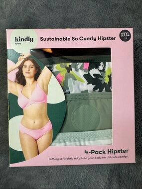 NIB kindly 4-Pack Sustainable So Comfy Hipster - Pink & Green Mix SZ XXXL 22